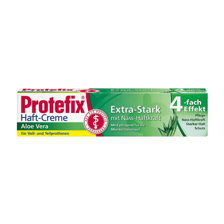 Protefix, crema di fissaggio per dentiere, con aloe vera, extra-forte, 4 x effetto, 47 g