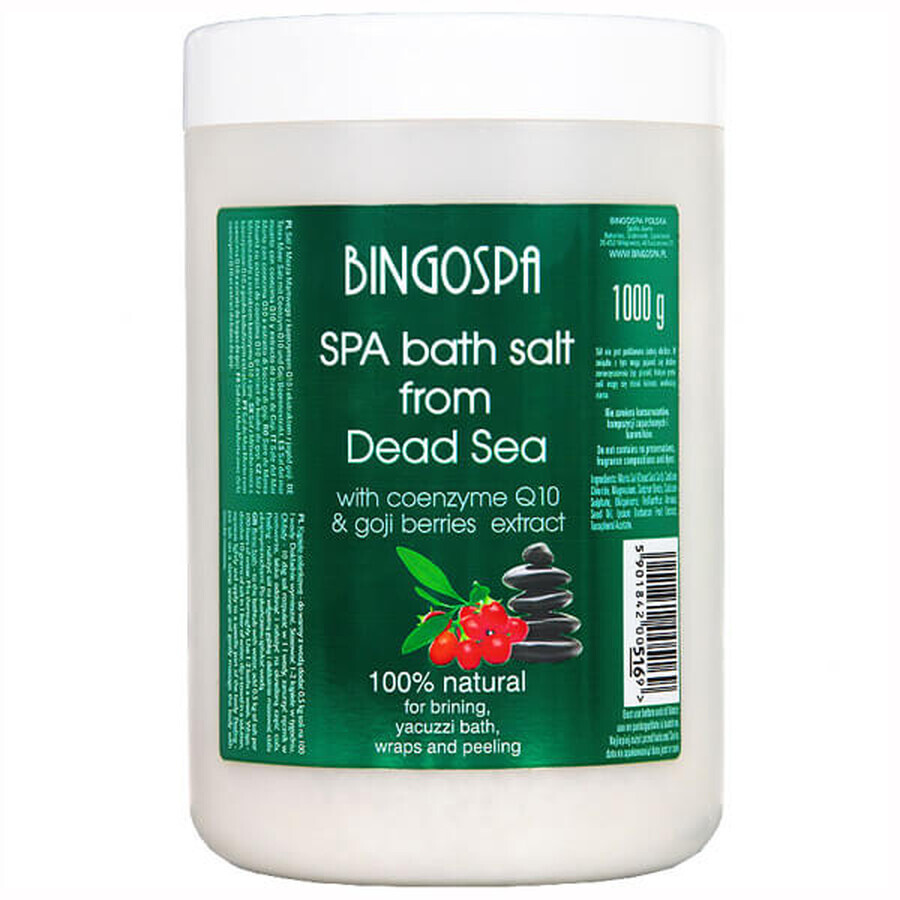 Bingospa, sel de la mer morte avec coenzyme Q10 et extrait de baie de Goji, 1000 g