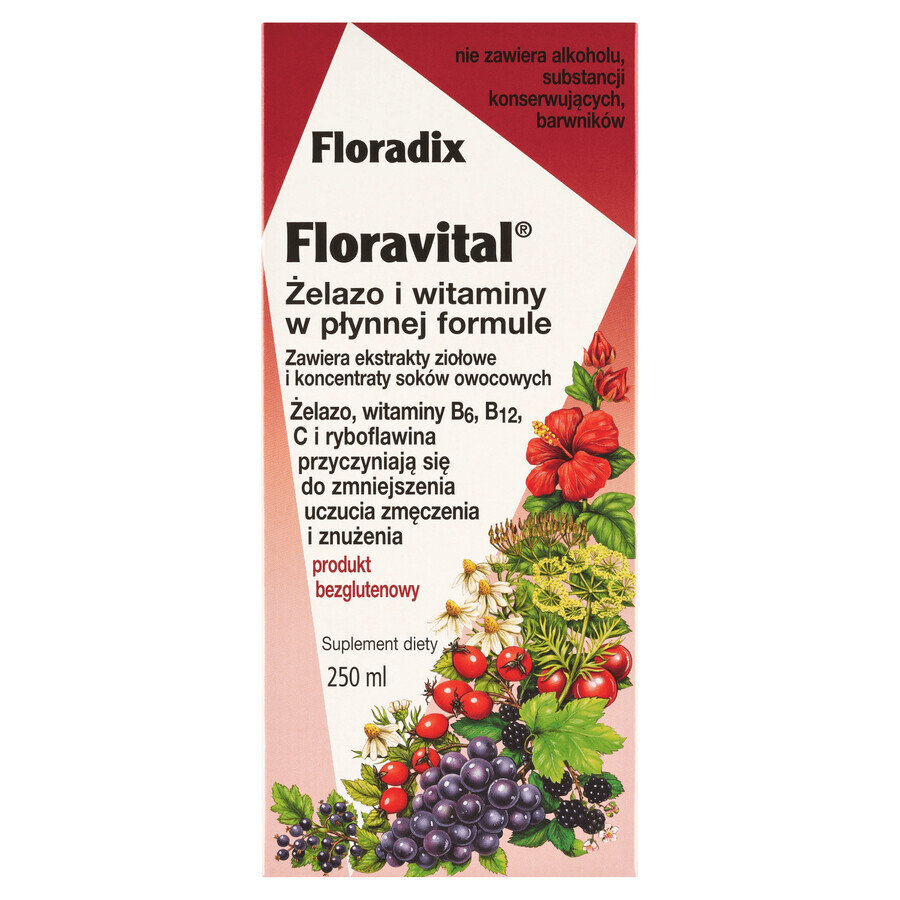 Floradix, Floravital, sans gluten, 250 ml