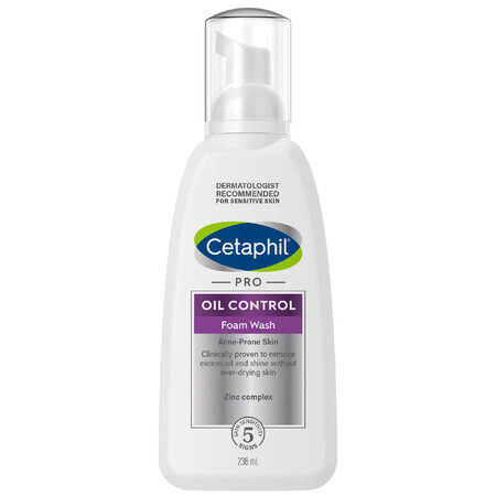 Cetaphil Pro Oil Control, mousse nettoyante pour le visage, peau acnéique, 236 ml