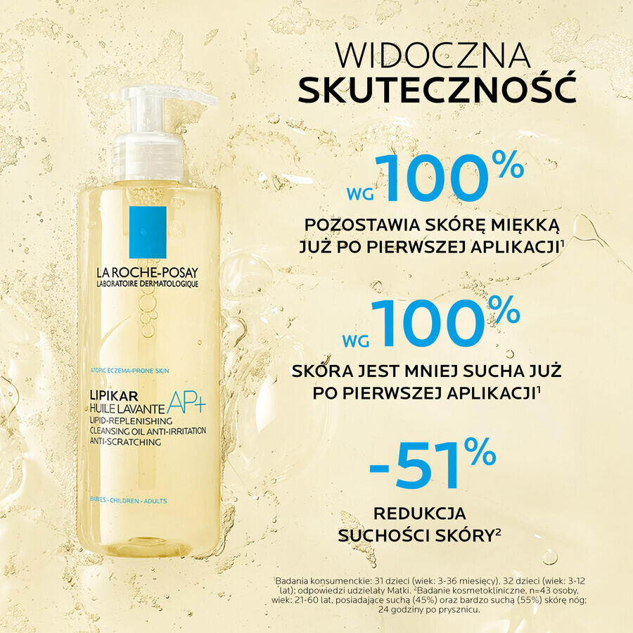 La Roche-Posay Lipikar AP+, huile nettoyante, reconstituant les lipides contre les irritations de la peau, 400 ml