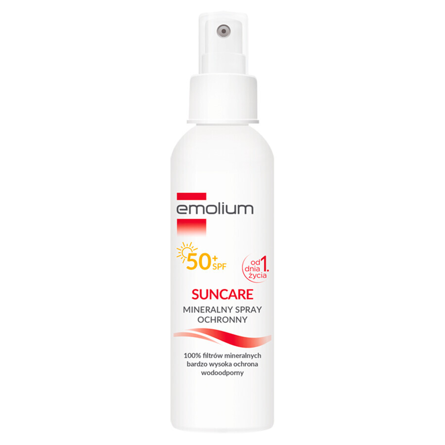 Emolium Suncare, Spray de protection minérale pour les enfants dès le premier jour et les adultes, SPF 50+, 100 ml EMBALLAGE CONTAMINÉ