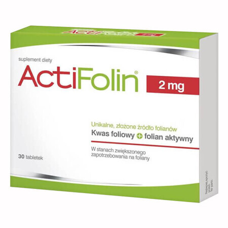 ActiFolin 2 mg, acide folique 2000 µg, 30 comprimés