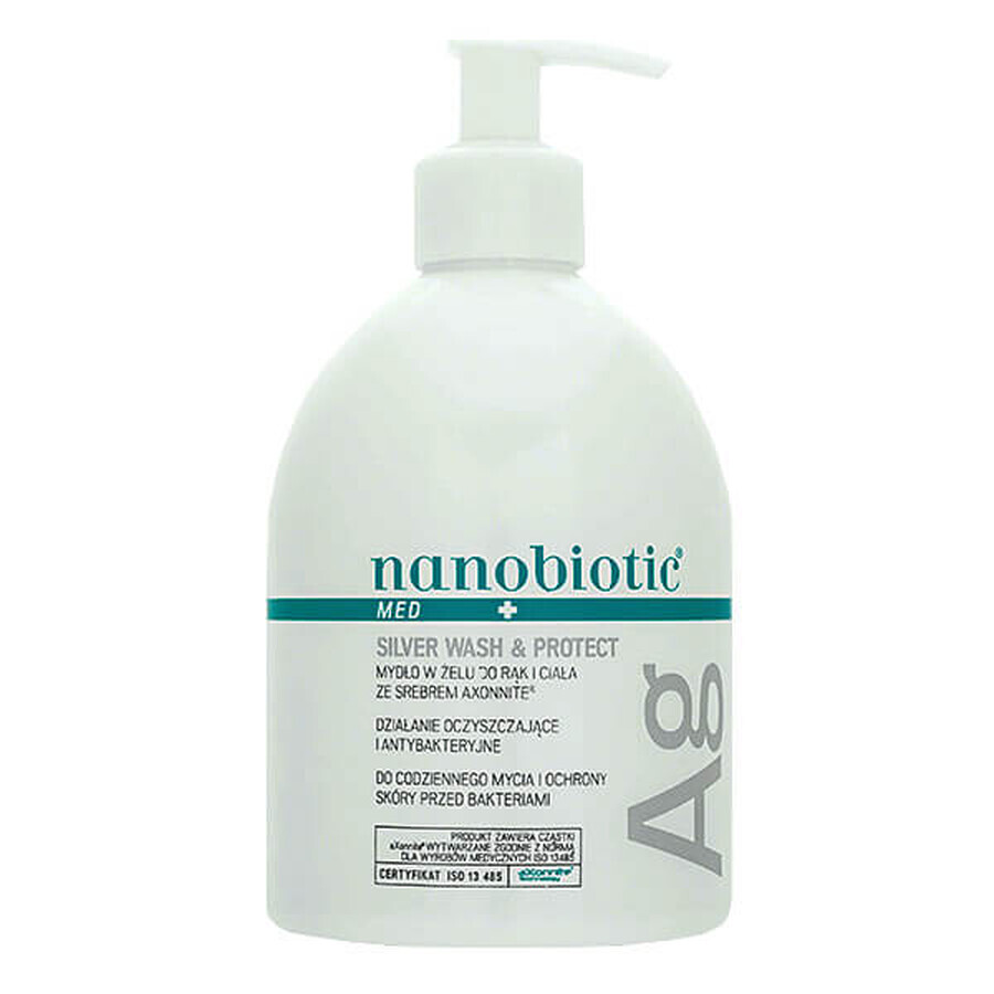 Nanobiotic Med Plus Silver Wash &amp; Protect, gel soap for hands and body, 500 ml