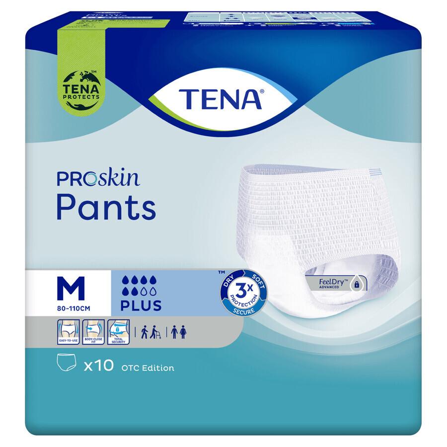 Tena Pants ProSkin, slip absorbant, taille M, 80-110 cm, Plus, 10 pièces