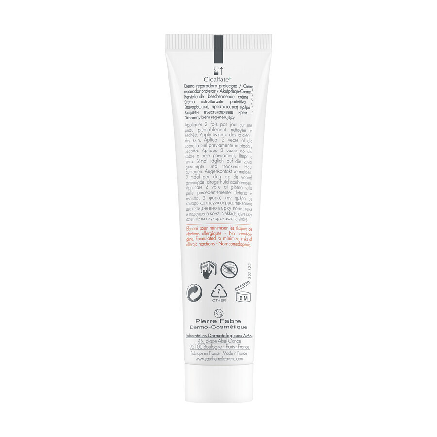 Avene Cicalfate+, crema protectora regeneradora para toda la familia, pieles sensibles e irritadas, 40 ml