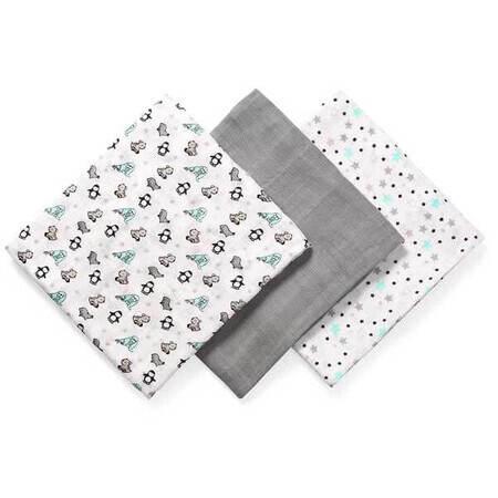 BabyOno, couches naturelles en fibre de bambou biologique, 397/02, gris, 3 pièces