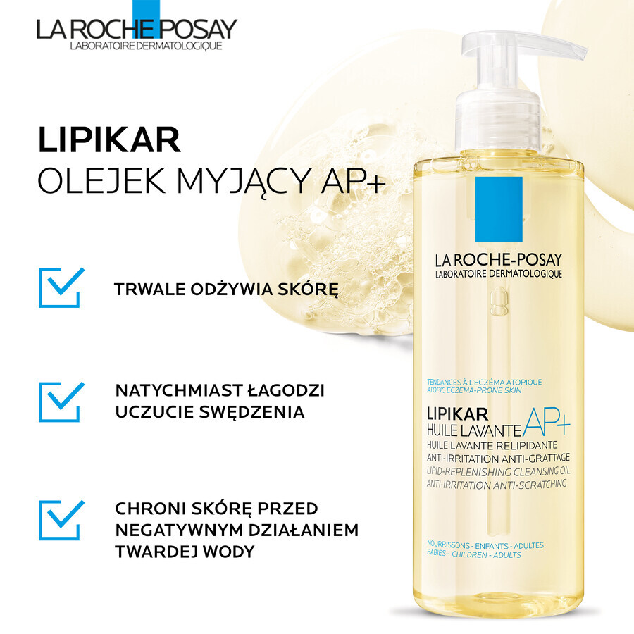 La Roche-Posay Lipikar AP+, huile nettoyante relipidante, contre les irritations cutanées, 750 ml