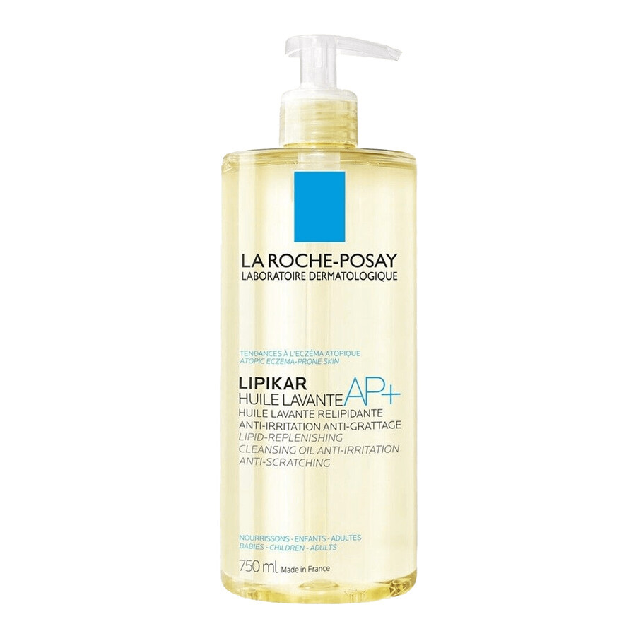 La Roche-Posay Lipikar AP+, huile nettoyante relipidante, contre les irritations cutanées, 750 ml