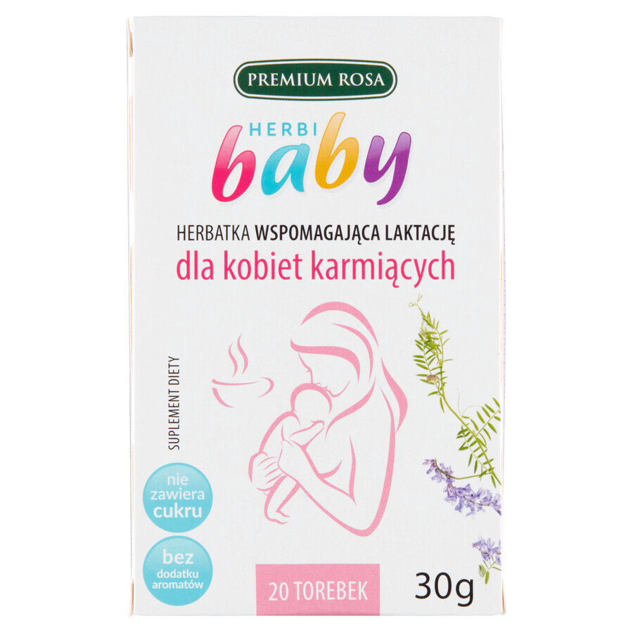 Premium Rosa Herbi Baby, tisane de soutien à la lactation, 20 sachets