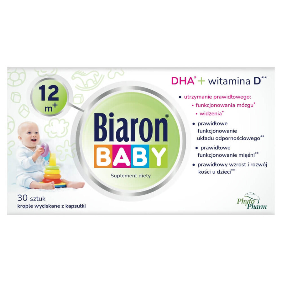 Biaron Baby 12m+, pour les enfants de plus de 12 mois, 30 gélules détachables EMBALLAGE DEFECTUEUX