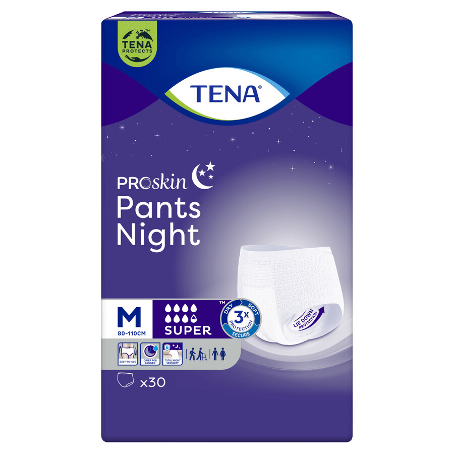 Tena Pants ProSkin Night, culotte absorbante, taille M, 80-110 cm, Super, 30 pièces