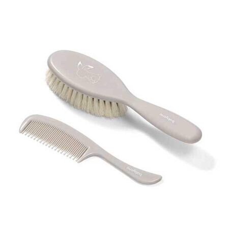 BabyOno, brosse à cheveux avec poils naturels super doux et peigne, dès la naissance, 568/03, gris