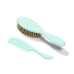 BabyOno, brosse à cheveux avec poils naturels doux et peigne, dès la naissance, 567/03, menthe