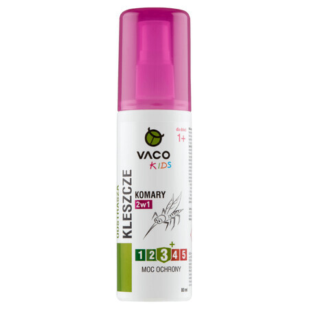 Vaco Kids, mosquito and tick repellent liquid, 2 in 1, for children from 1 year, IR3535 10%, 80 ml