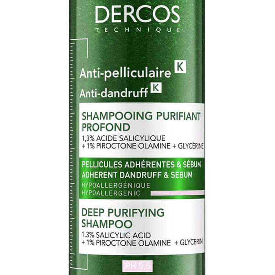 Vichy Dercos Anti Dandruff K, shampooing antipelliculaire, nettoyage en profondeur, 250 ml