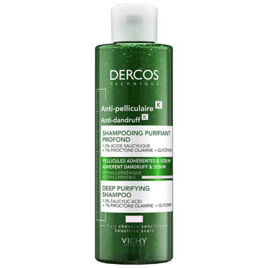 Vichy Dercos Anti Dandruff K, shampooing antipelliculaire, nettoyage en profondeur, 250 ml