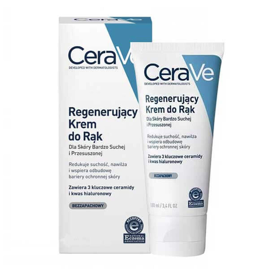 CeraVe, crème régénérante pour les mains, peaux très sèches et déshydratées, 100 ml