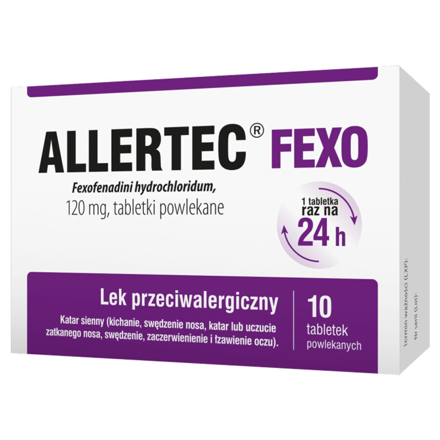 Allertec Fexo 120 mg, 10 comprimés pelliculés 