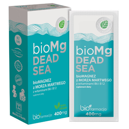 Biopharmacy BioMg Totes Meer, Biomagnesium mit den Vitaminen B6 und B12, 2,7 g x 7 Portionsbeutel