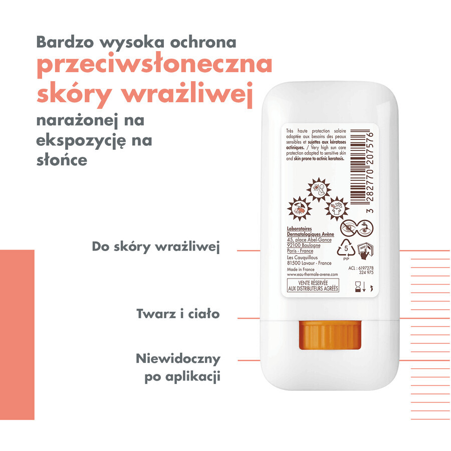 Avene SunStick KA, barra protectora para rostro y cuerpo, SPF 50+, 20 g