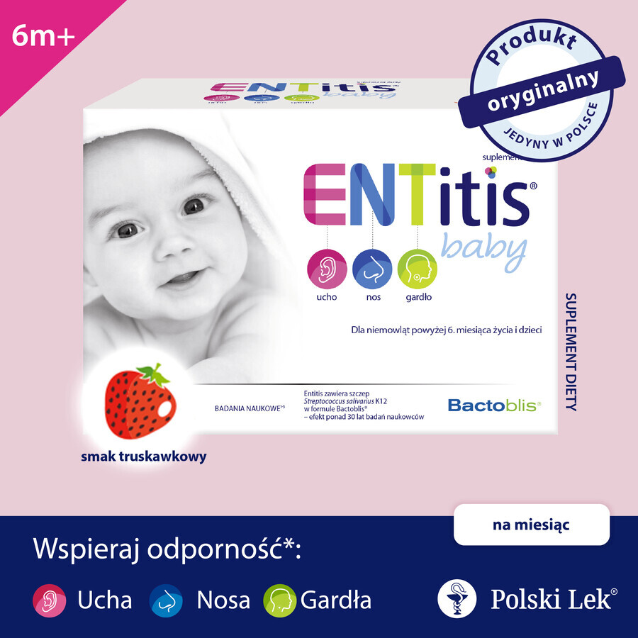 ENTitis Baby for infants over 6 months and children, strawberry flavor, 30 sachets