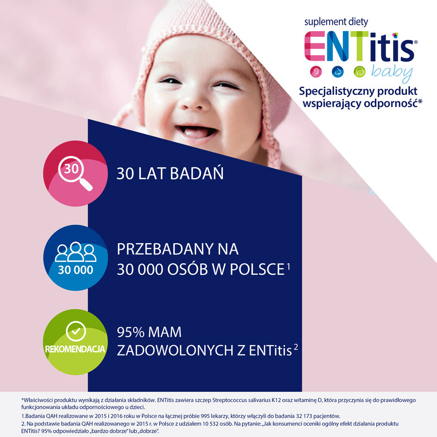 ENTitis Baby for infants over 6 months and children, strawberry flavor, 30 sachets