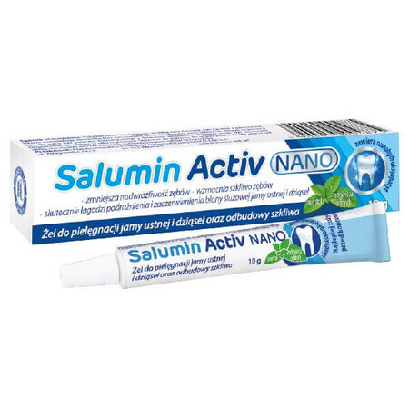 Salumin Activ Nano, gel pour l'hygiène buccale, le soin des gencives et la restauration de l'émail, 10 g