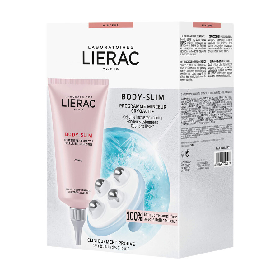 Programme Body-Slim de Lierac, concentré cryoactif 150 ml + masseur