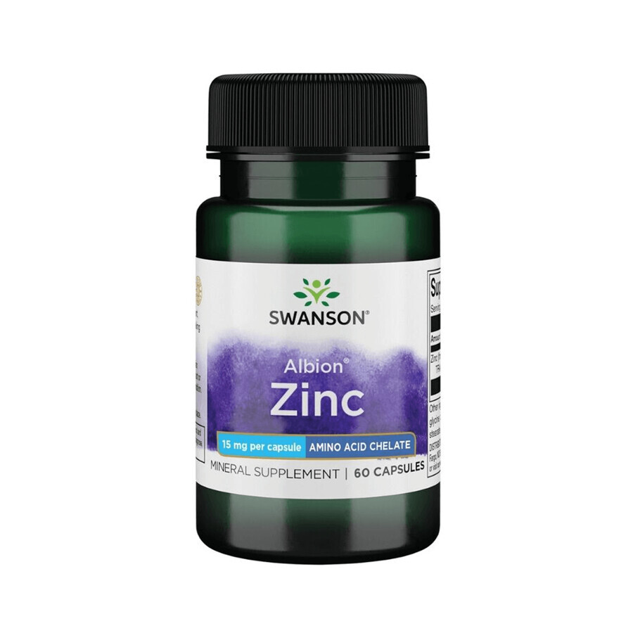 Swanson Albion Zinc, chélate de zinc, 60 gélules