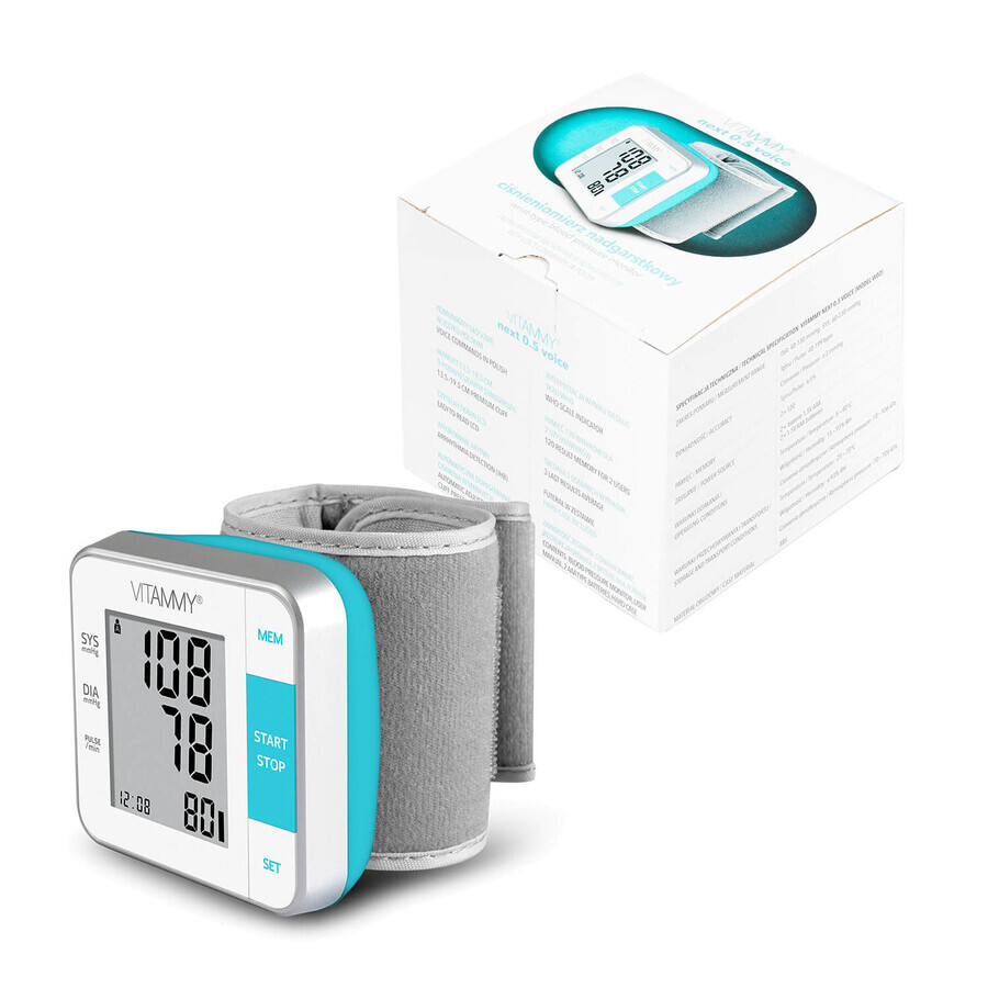 Vitammy Next 0.5 Voice automatic wrist blood pressure monitor with voice function with LCD display