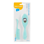 BabyOno, brosse et peigne pour bébé, poils doux, bleu, 569/04, dès la naissance