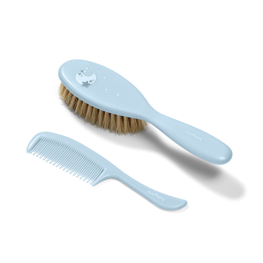 BabyOno, brosse à cheveux avec poils naturels doux et peigne, dès la naissance, 567/04, gris