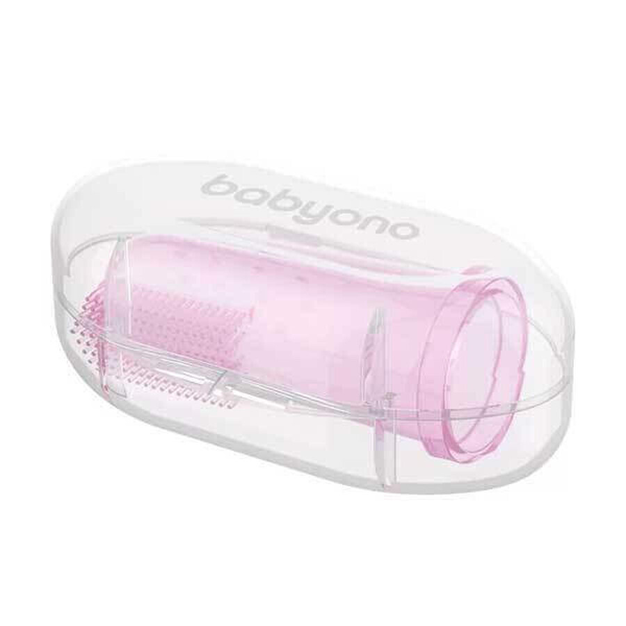 BabyOno, brush for first teeth, silicone, pink, 723/03, 1 pc