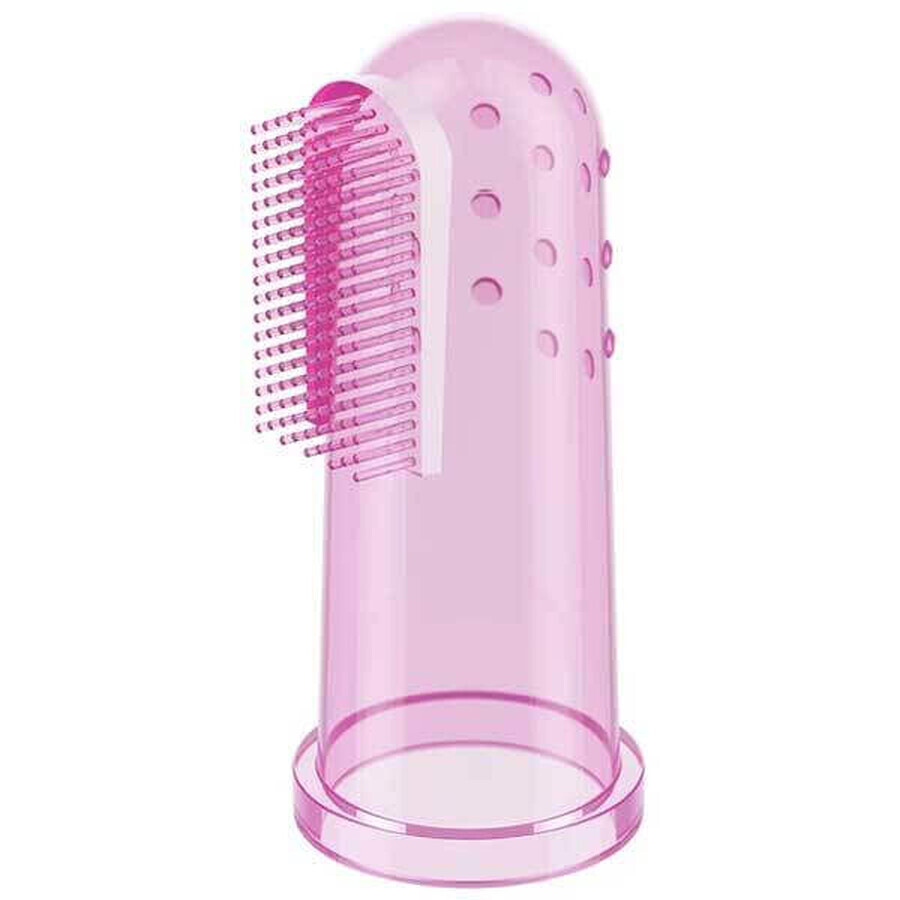 BabyOno, brush for first teeth, silicone, pink, 723/03, 1 pc