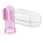 BabyOno, brush for first teeth, silicone, pink, 723/03, 1 pc