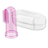 BabyOno, spazzolino da dito per i primi denti, in silicone, rosa, 723/03, 1 pz.