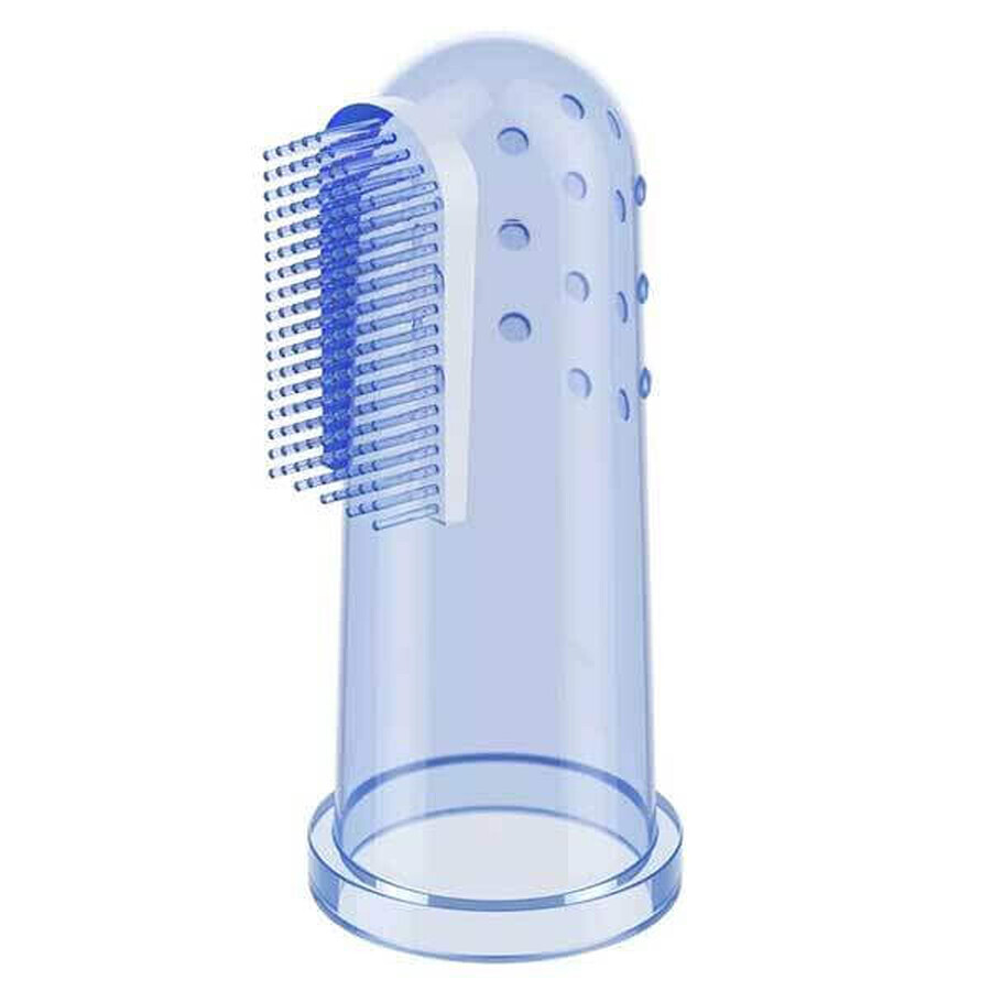 BabyOno, brosse à doigts pour les premières dents, silicone, bleu, 723/02, 1 pièc