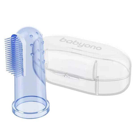 BabyOno, brosse à doigts pour les premières dents, silicone, bleu, 723/02, 1 pièc