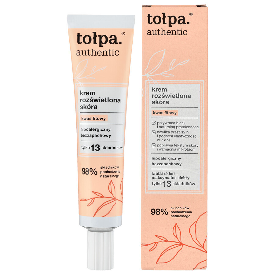 Tolpa Authentic, crema illuminante per la pelle, acido fitico, 40 ml