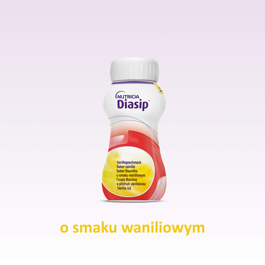 Diasip, voedingspreparaat voor diabetici, vanillesmaak, 4 x 200 ml