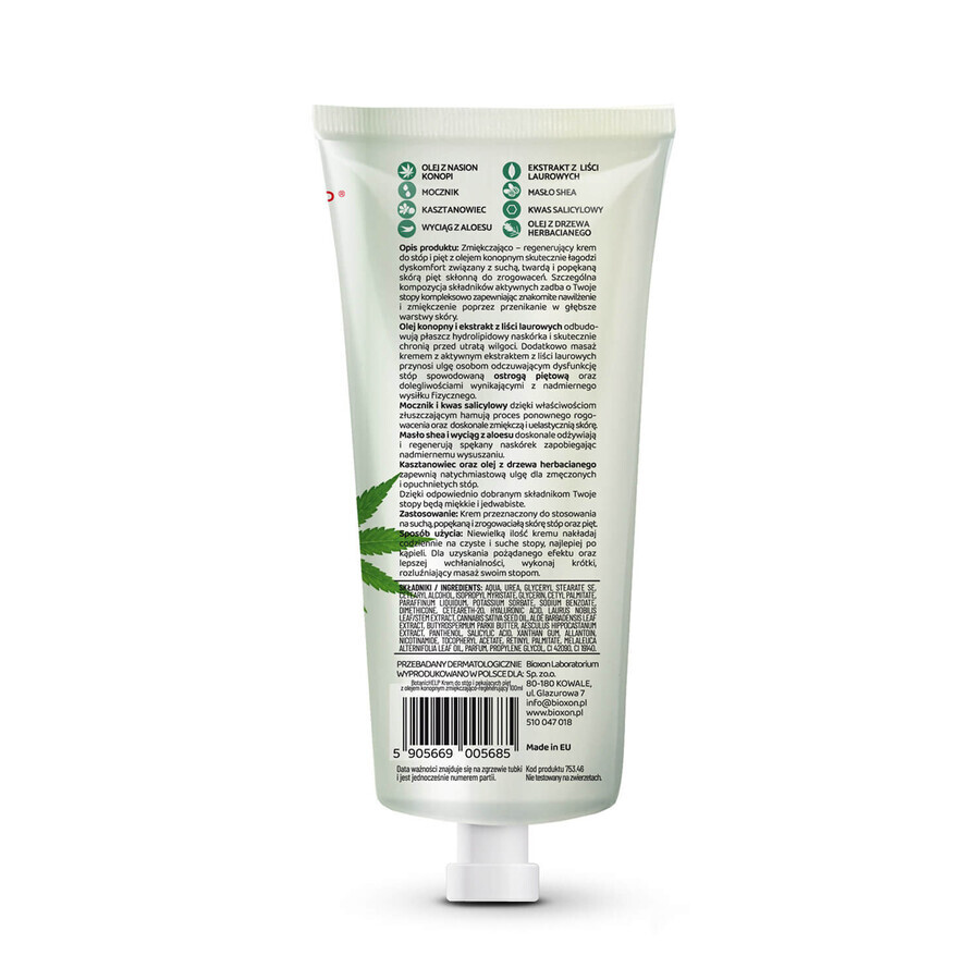 Botanic Help, softening and regenerating foot cream with hemp oil, 100 ml