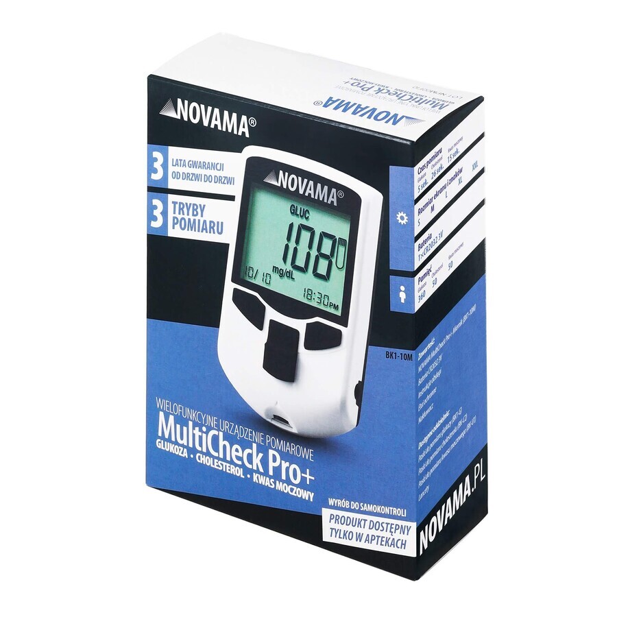 Novama MultiCheck Pro+, un appareil de mesure multifonctionnel pour mesurer le glucose, le cholestérol et l'acide urique