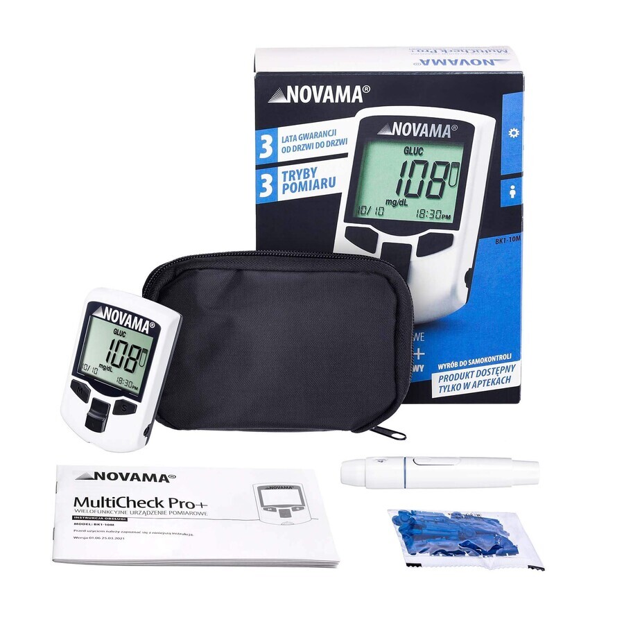 Novama MultiCheck Pro+, un appareil de mesure multifonctionnel pour mesurer le glucose, le cholestérol et l'acide urique