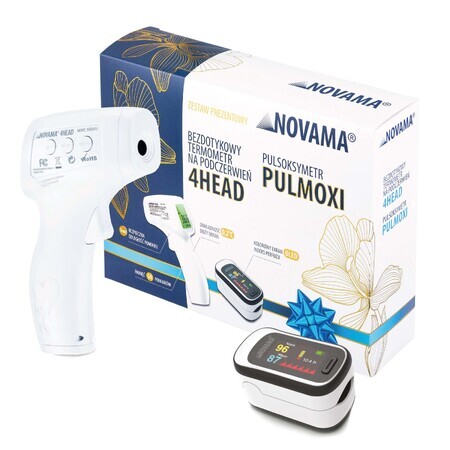 Kit Novama 4Head, thermomètre infrarouge sans contact + Pulmoxi, oxymètre de pouls