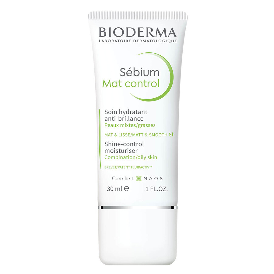 Bioderma Sebium Mat Control, crème hydratante matifiante pour les peaux grasses et mixtes, 30 ml