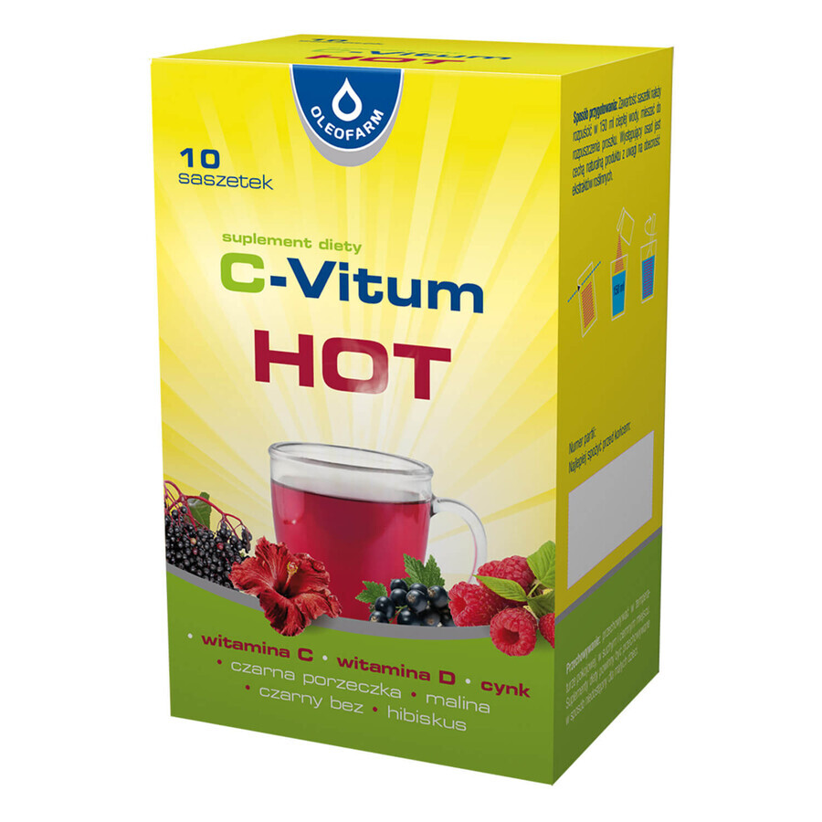 C-Vitum Hot, vitamine C + vitamine D + zinc, 10 sachets