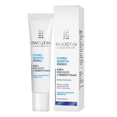 Iwostin Hydro Sensitia Prebio, crème pour les yeux aux prébiotiques, peau sensible, 15 ml