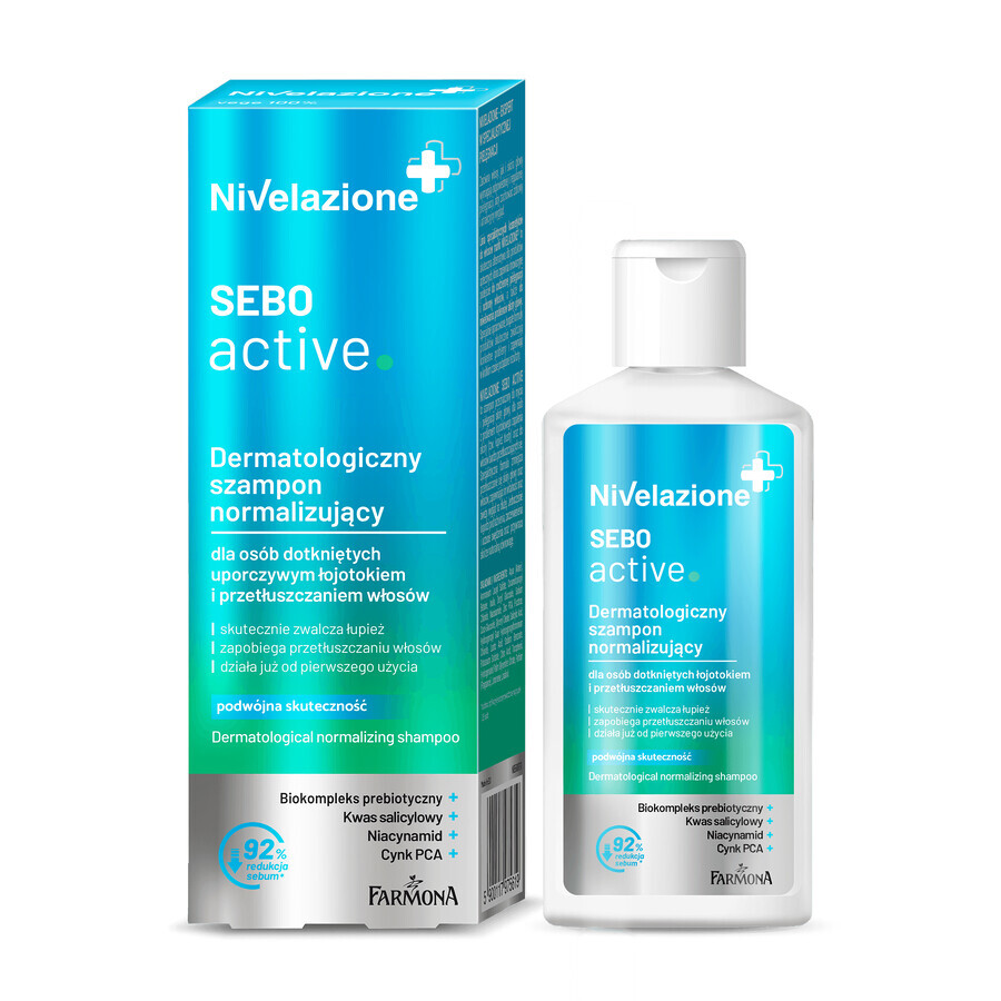 Nivelazione, Sebo Active, șampon dermatologic normalizant, pentru persoanele afectate de seboree persistentă și păr gras, 100 ml