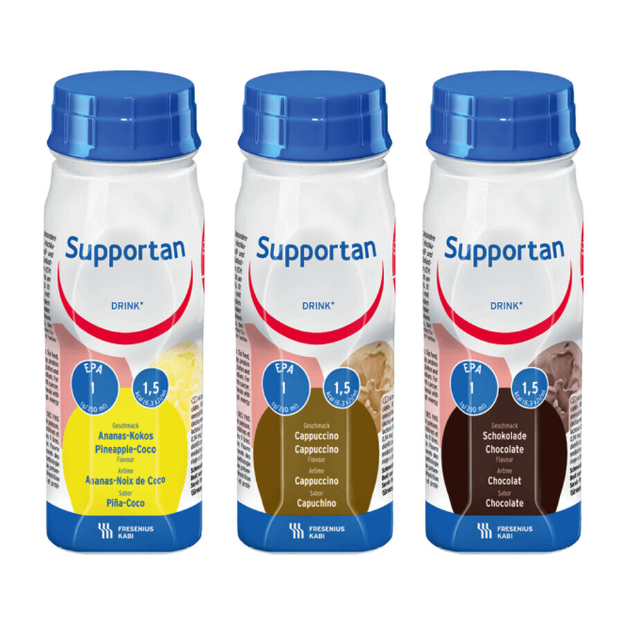 Supportan Drink, voedingspreparaat, chocoladesmaak, 4 x 200 ml